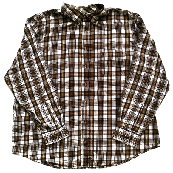 3/$20 George Brown Plaid Button-Up Dress Shirt - Picture 1 of 7